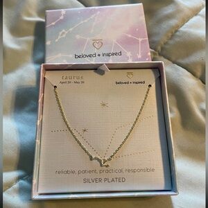 New NWT Taurus gold chain silver plated necklace, super dainty & cute